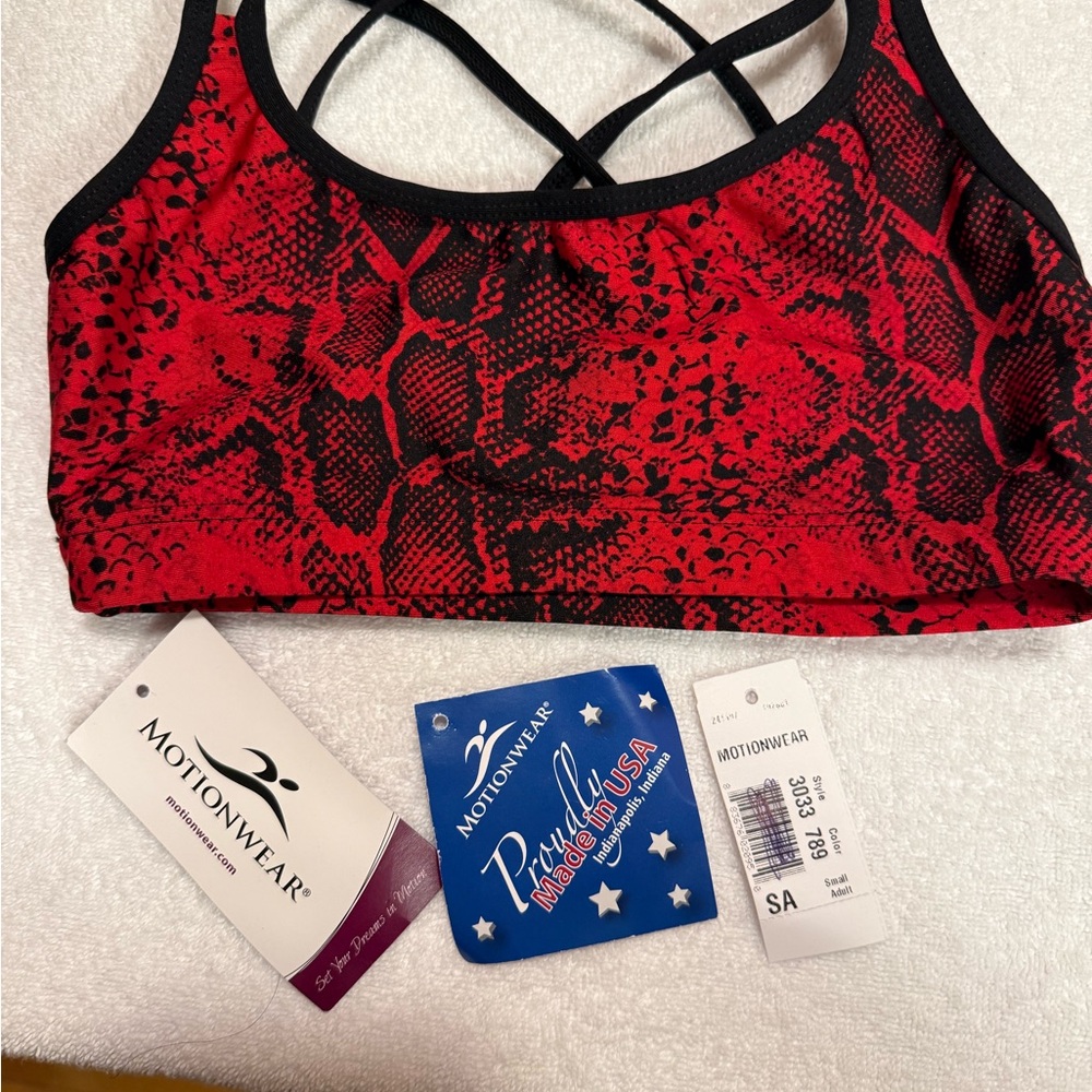 Motionwear Red Snake Print Sports Bra Dance~ XS